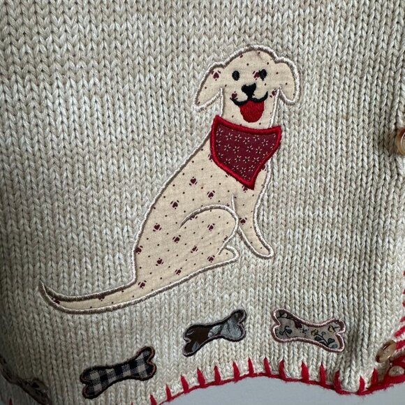 Orvis Puppy And Bones Cotton Knit Vest Size Medium Dog Bones Embroidered - Picture 2 of 10